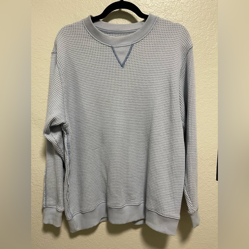 Aerie waffle knit crewneck sweatshirt in a light blue or baby blue Size XS